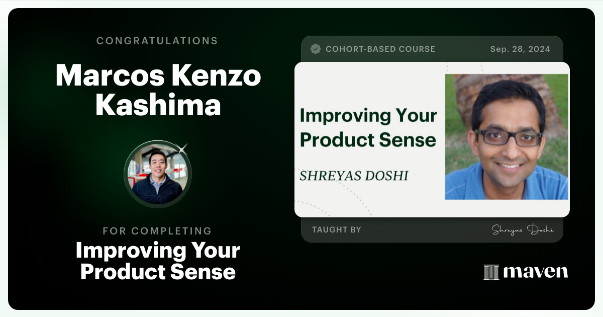 Certificate of Completion for World-class Product Sense in Practice