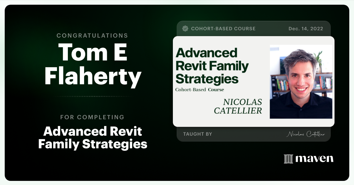 Certificate of Completion for Advanced Revit Family Strategies