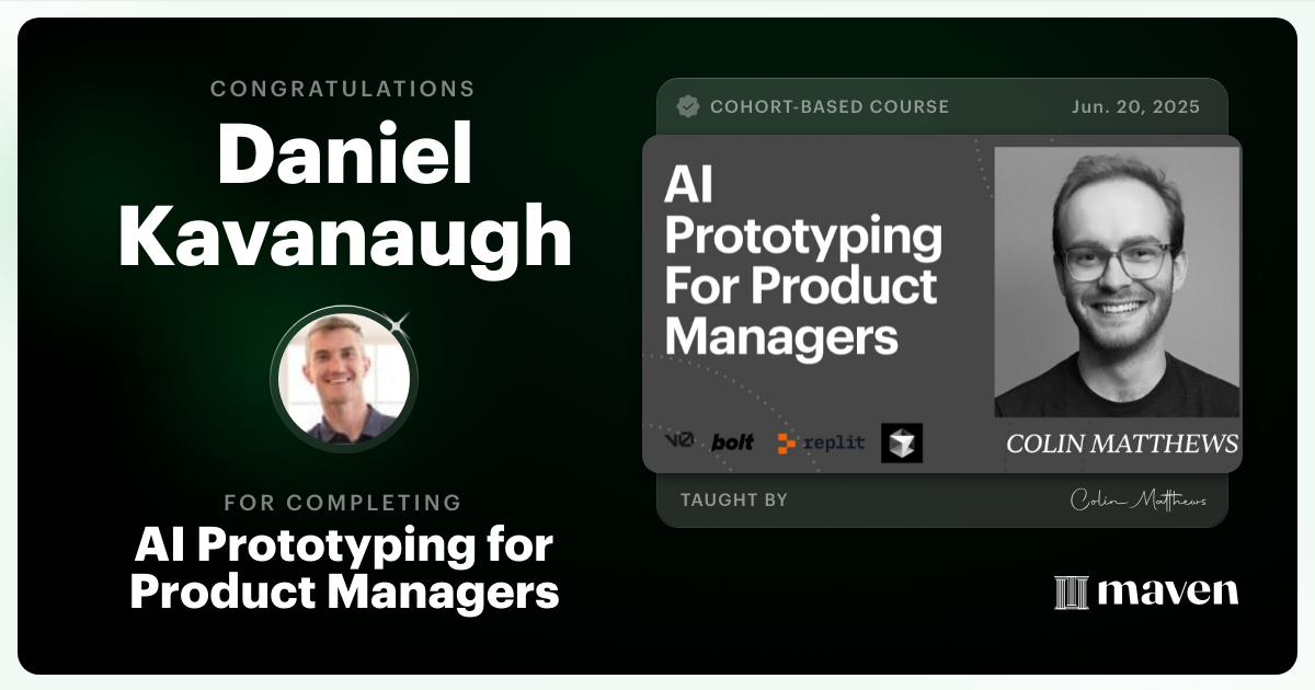 Certificate of Completion for AI Prototyping for Product Managers