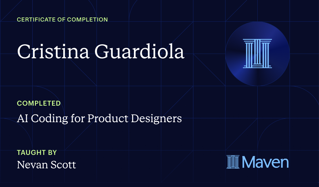 Certificate for AI Coding for Product Designers