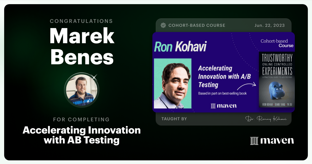 Certificate of Completion for Accelerating Innovation with A/B Testing