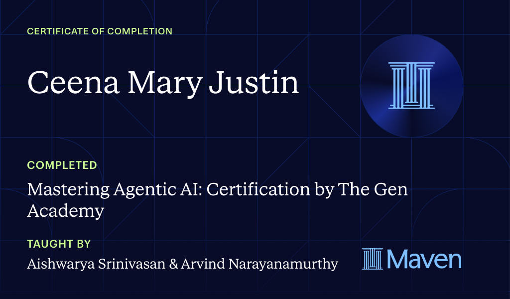 Certificate for Mastering Agentic AI: Certification by The Gen Academy