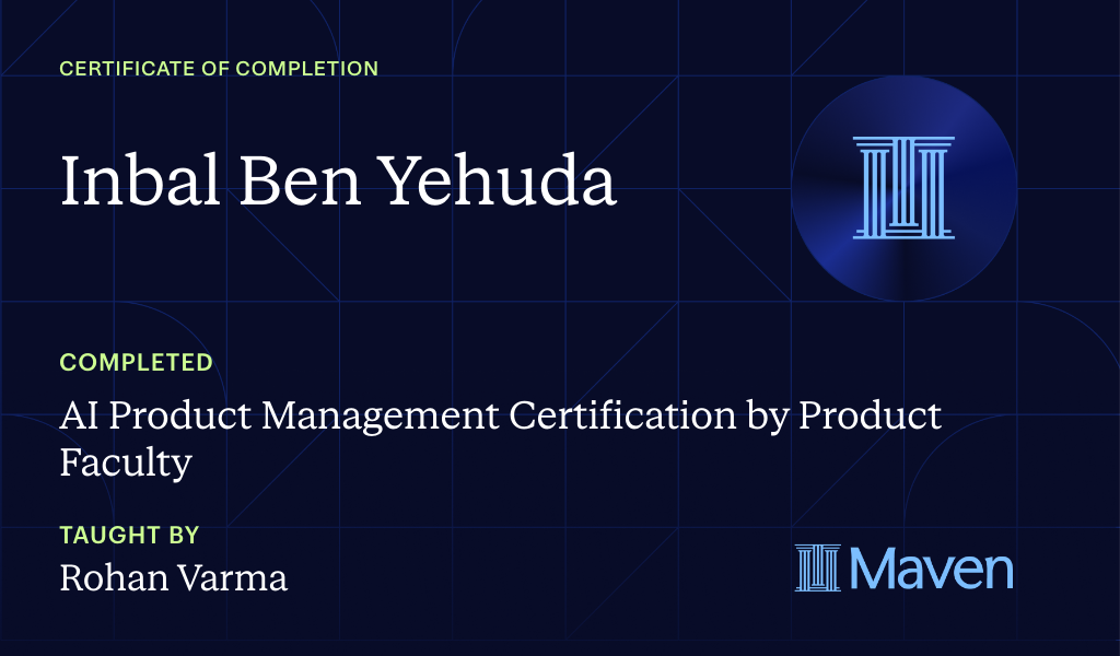 Certificate for AI Product Management Certification by Product Faculty