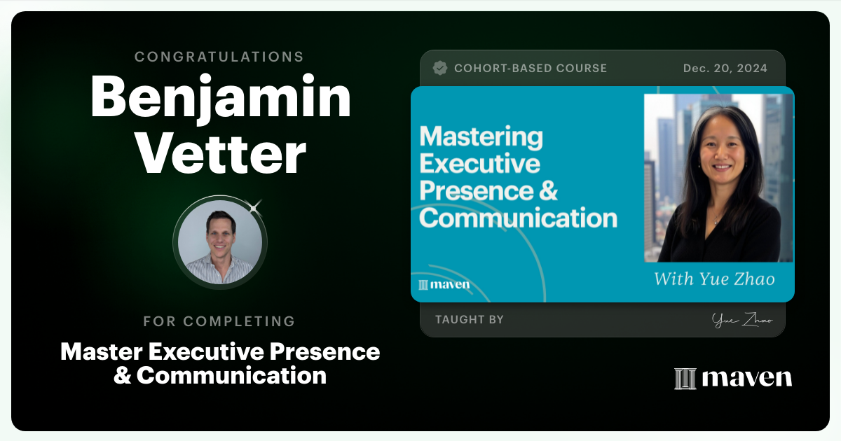 Certificate of Completion for Master Executive Presence & Communication with AI