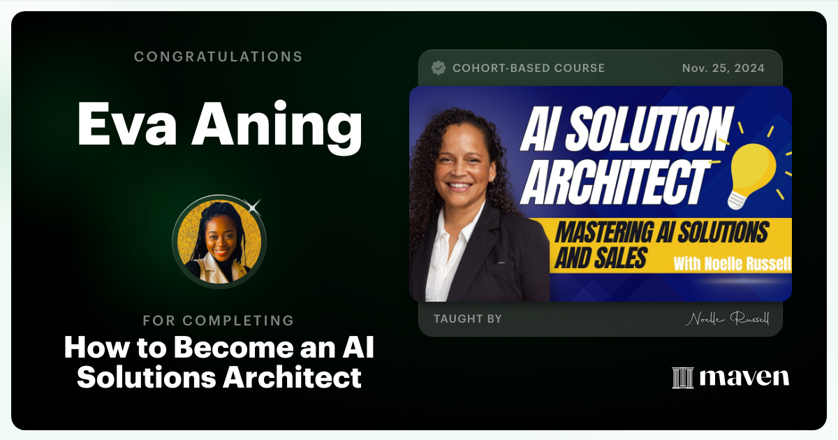 Certificate of Completion for Certified AI Solutions Architect