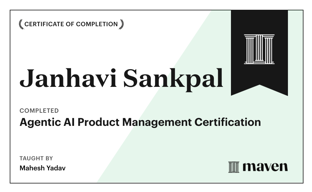 Certificate for Agentic AI Product Management Certification