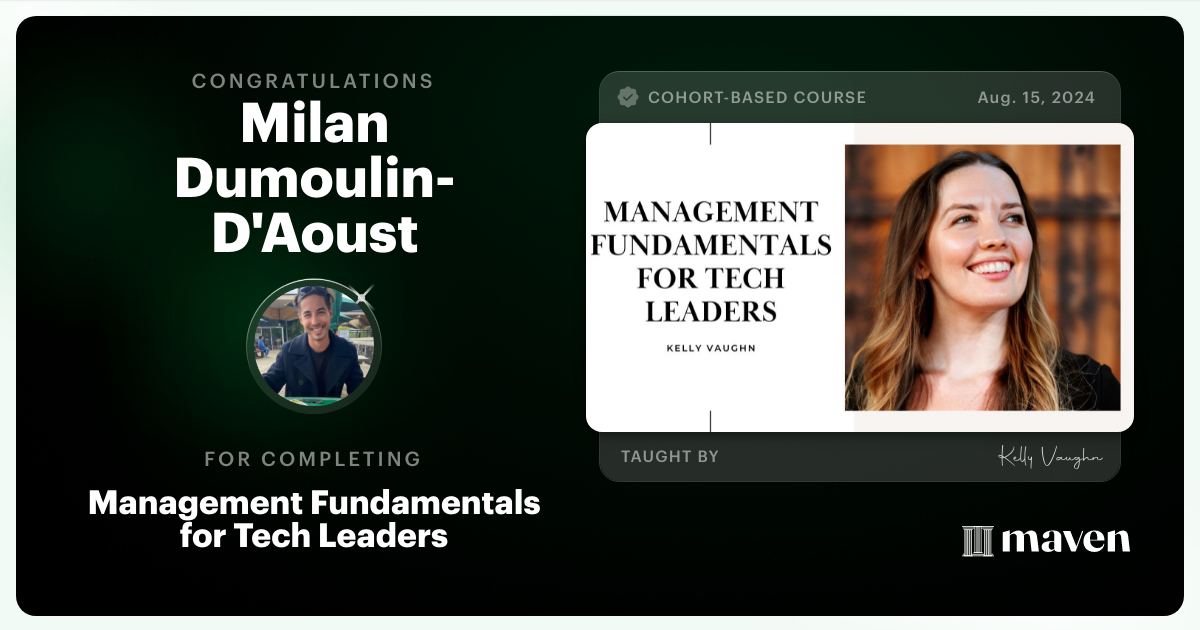 Certificate of Completion for Engineering Leadership in the AI Era