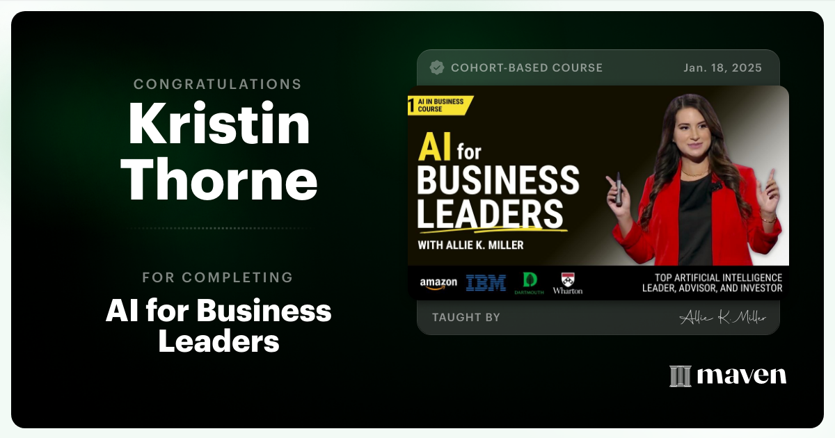 Certificate of Completion for AI for Business Leaders