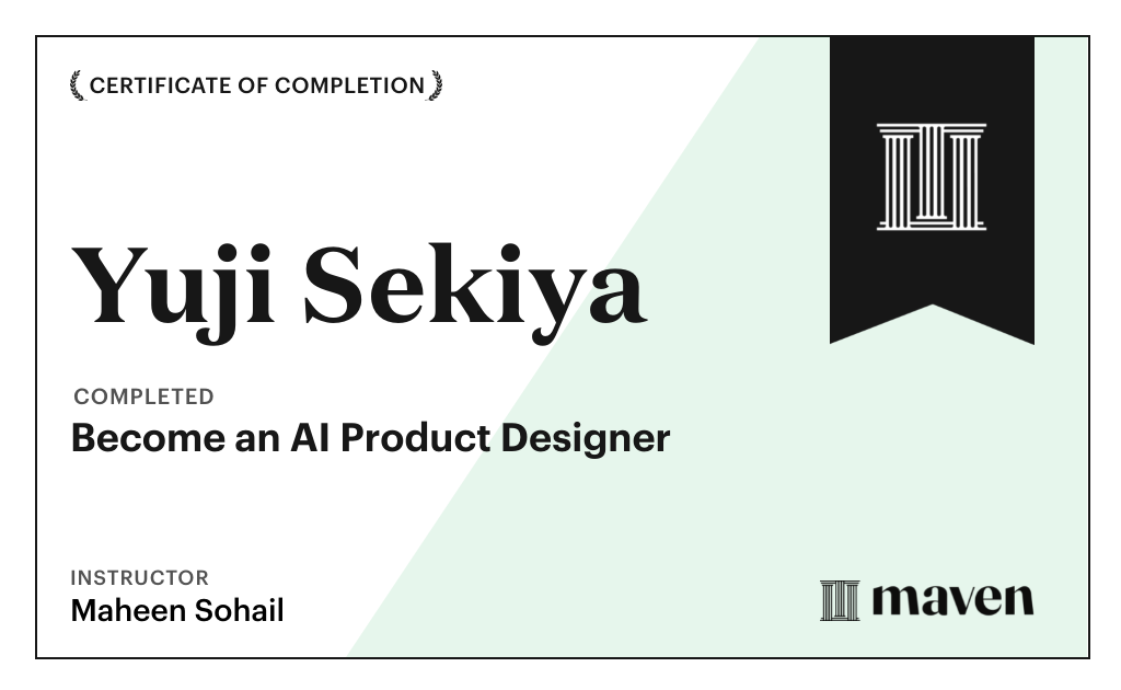 Certificate for Become an AI Product Designer