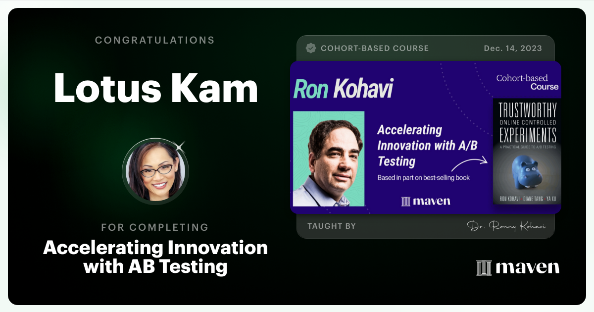 Certificate of Completion for Accelerating Innovation with A/B Testing