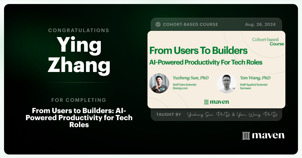 Certificate of Completion for Build with AI: Mindset, Habits & Tools for the Next 20 Years