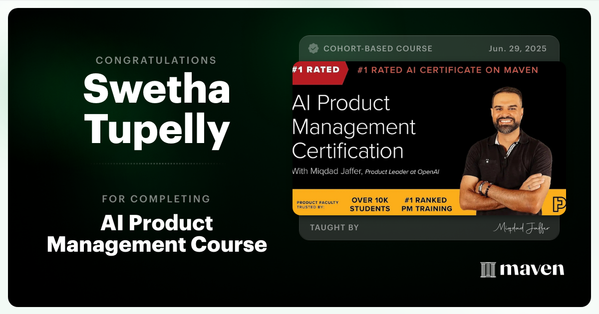 Certificate of Completion for AI Product Management Course