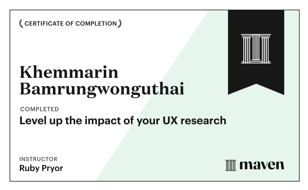 Certificate for Level up the impact of your UX research