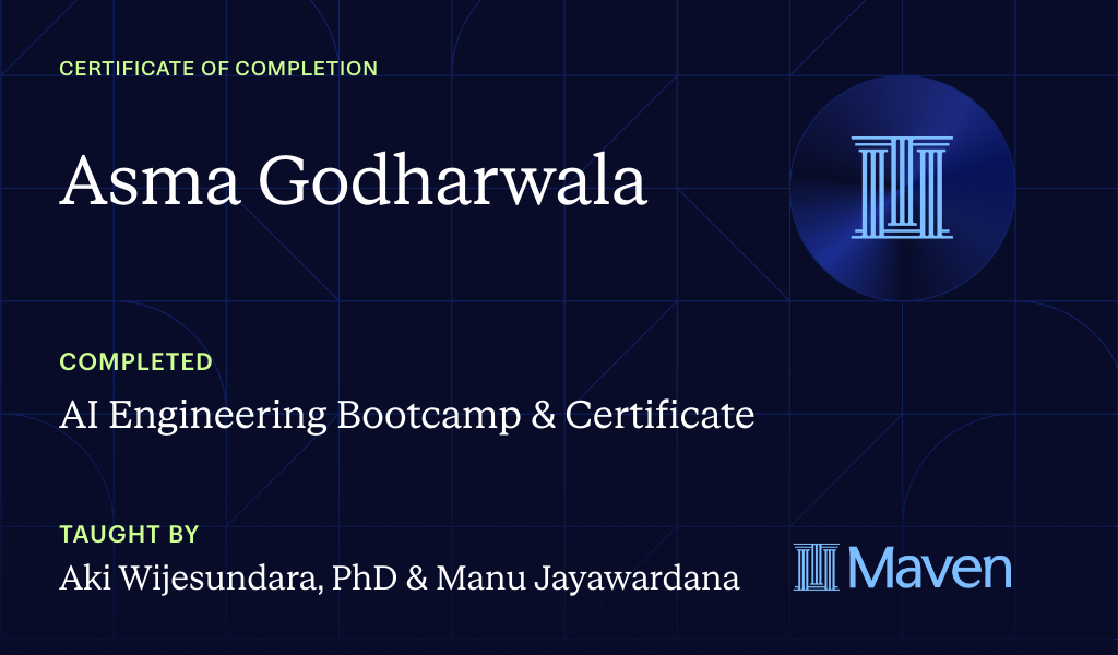Certificate for AI Engineering Bootcamp & Certificate