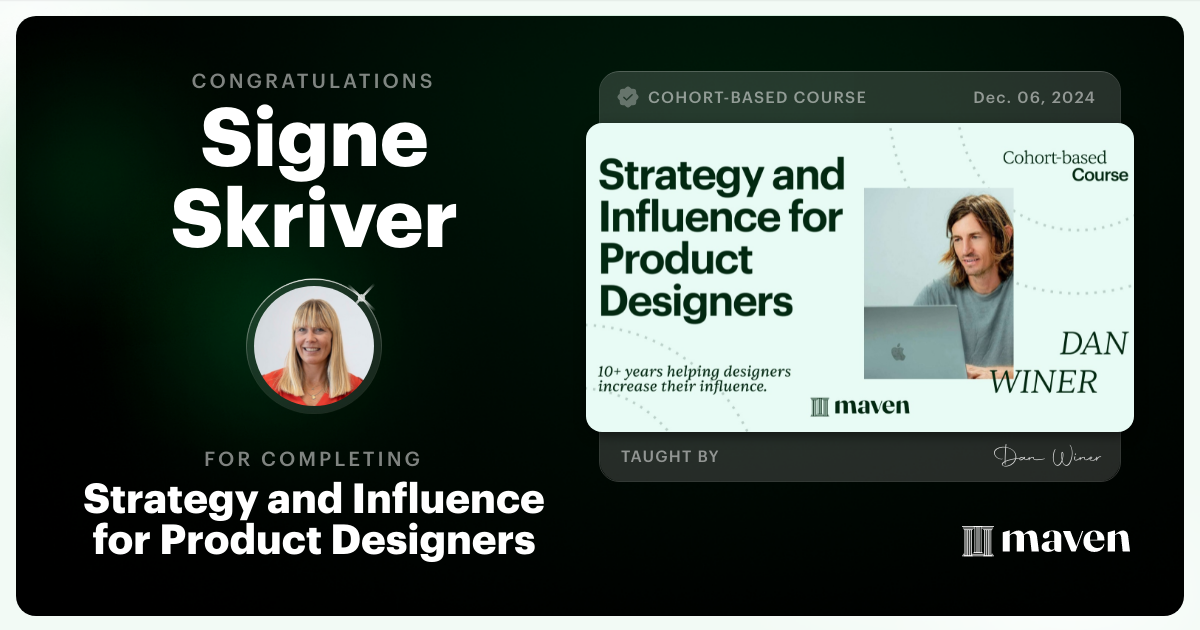 Certificate of Completion for Strategy and Influence for Product Designers