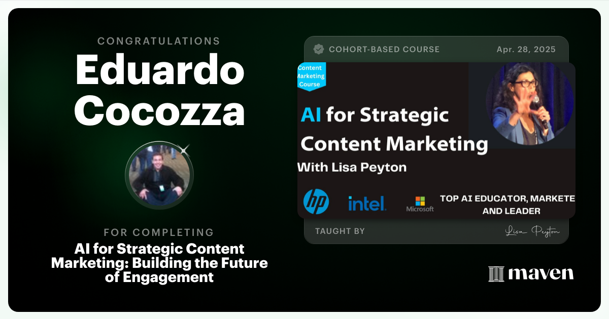 Certificate of Completion for AI for Strategic Content Marketing: Building the Future of Engagement
