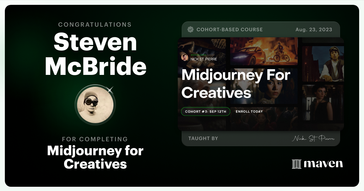 Certificate of Completion for Midjourney for Creatives