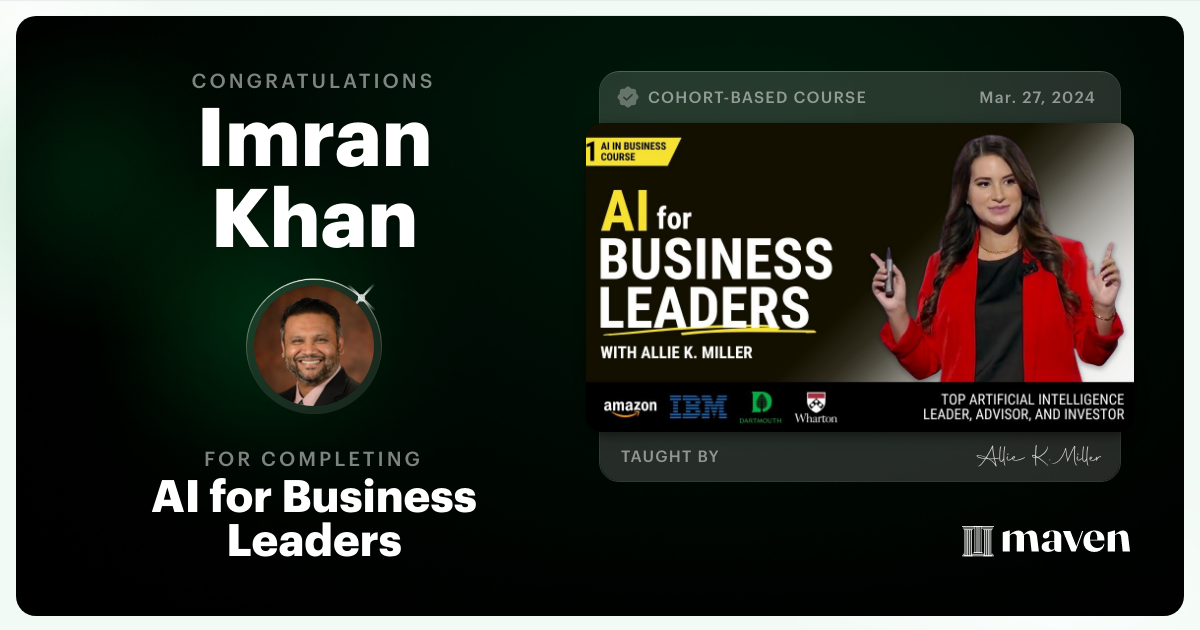 Certificate of Completion for AI for Business Leaders