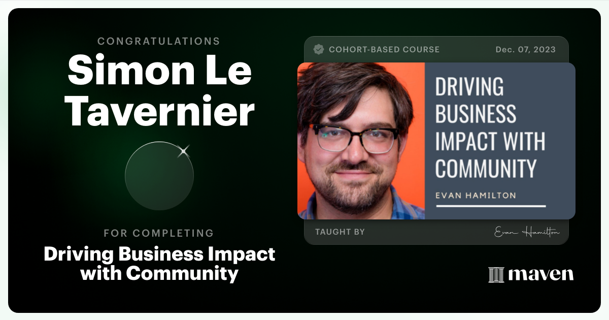 Certificate of Completion for Driving Business Impact with Community