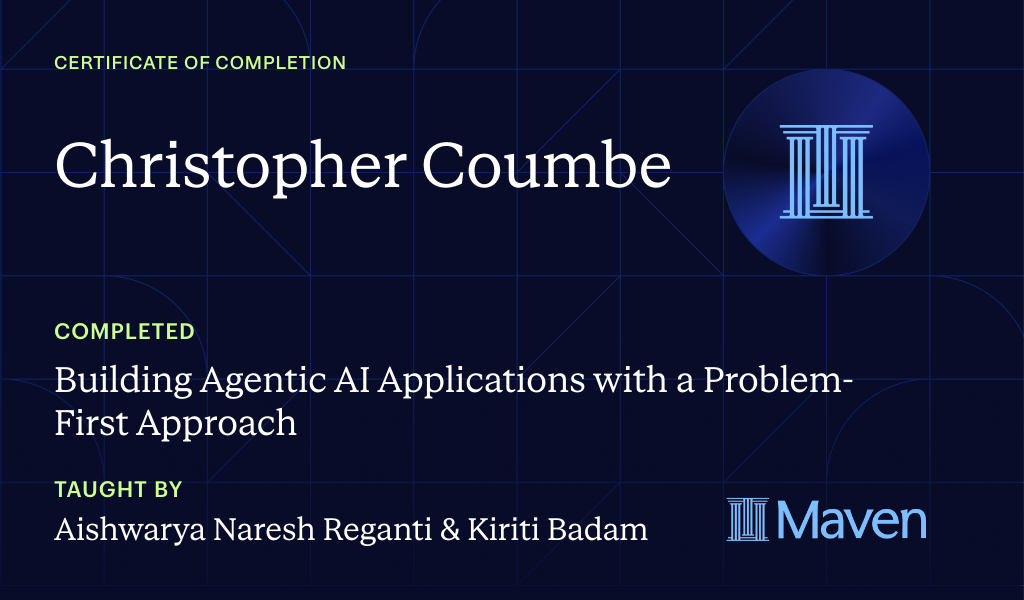 Certificate for Building Agentic AI Applications with a Problem-First Approach