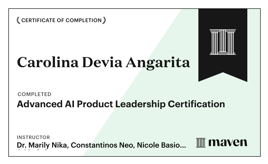 Certificate for Advanced AI Product Leadership Certification