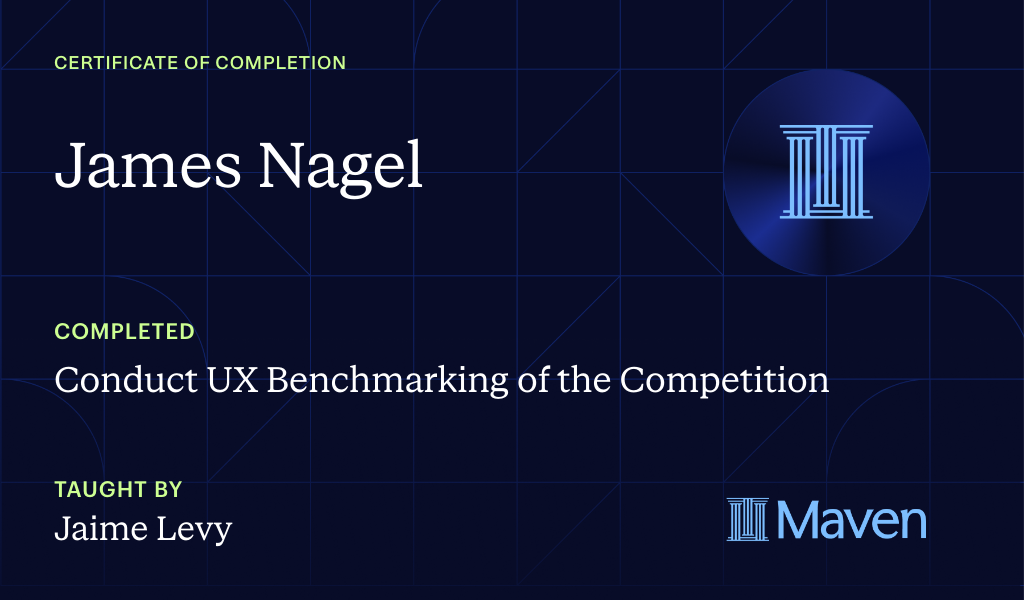 Certificate for Conduct UX Benchmarking of the Competition