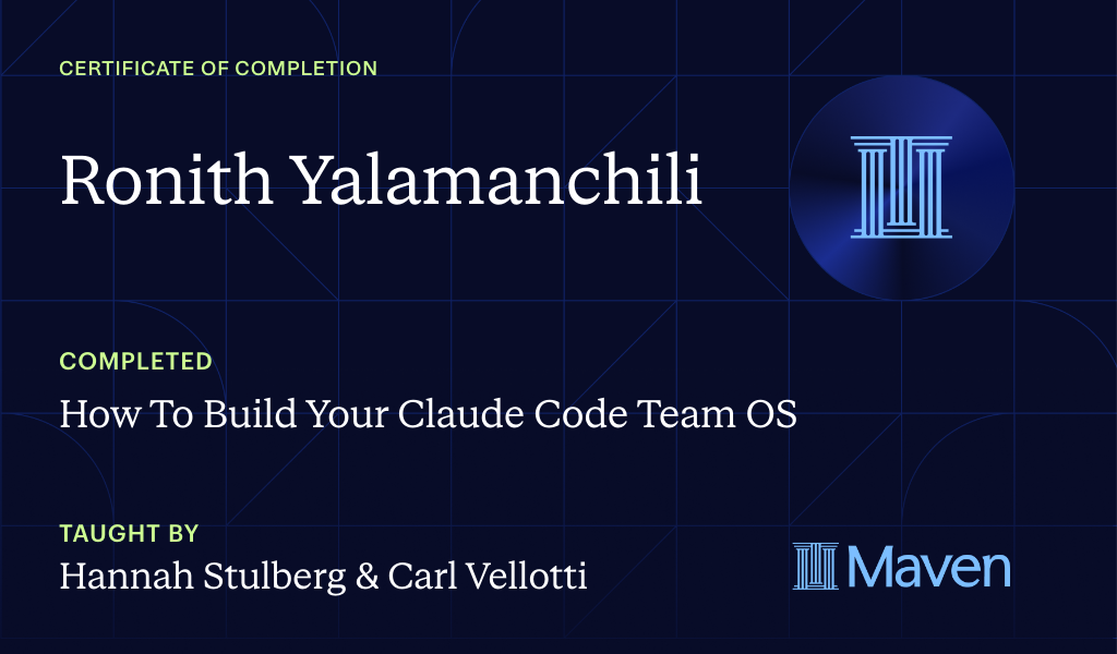 Certificate for How To Build Your Claude Code Team OS