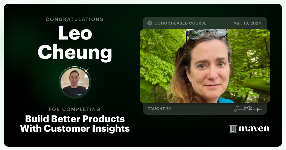 Certificate of Completion for Build Better Products With Customer Insights