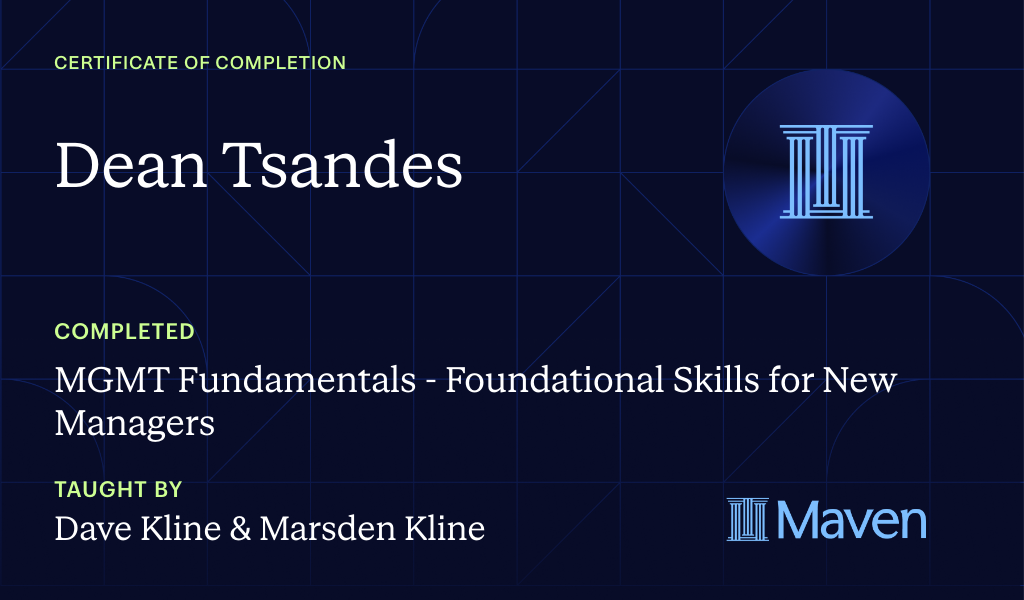 Certificate for MGMT Fundamentals - Foundational Skills for New Managers