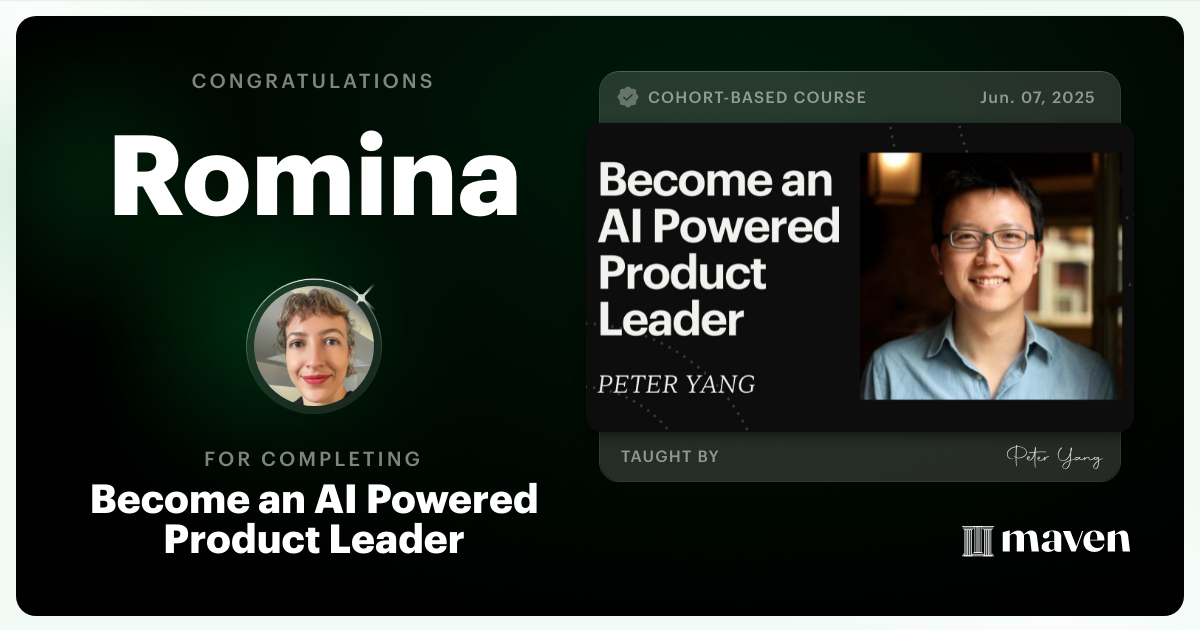 Certificate of Completion for Become an AI Powered Product Leader