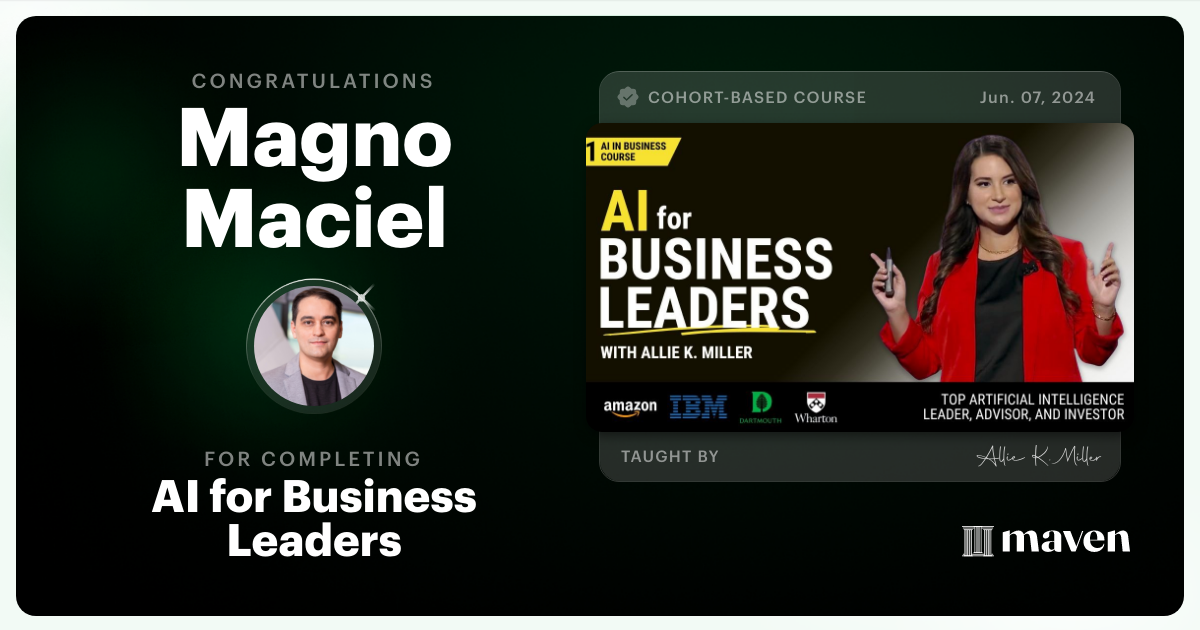 Certificate of Completion for AI for Business Leaders