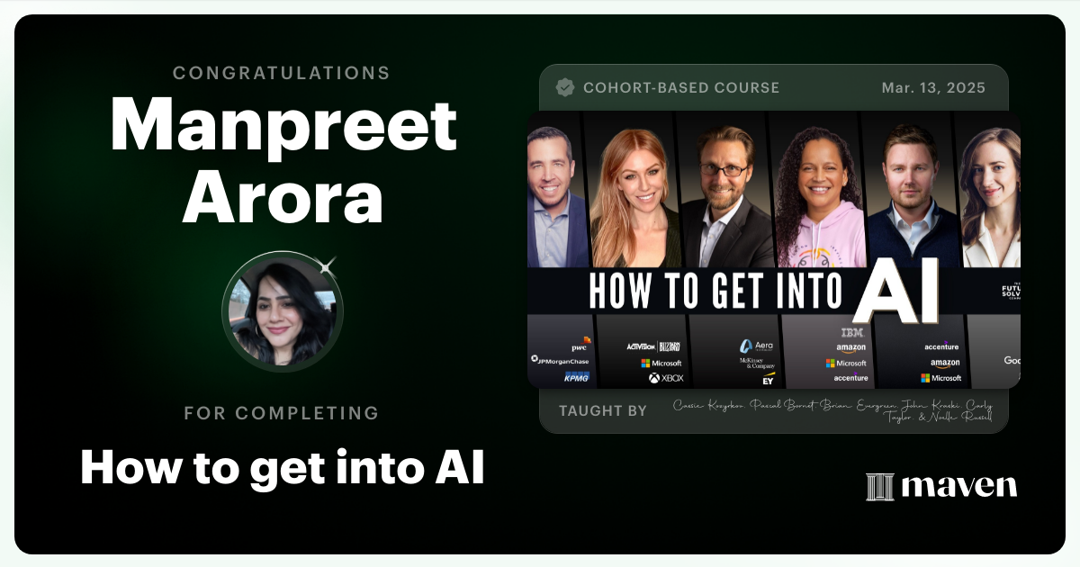 Certificate of Completion for How to get into AI