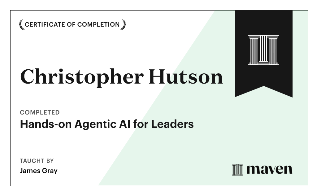 Certificate for Hands-on Agentic AI for Leaders