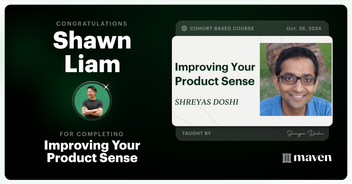 Certificate of Completion for World-class Product Sense in Practice