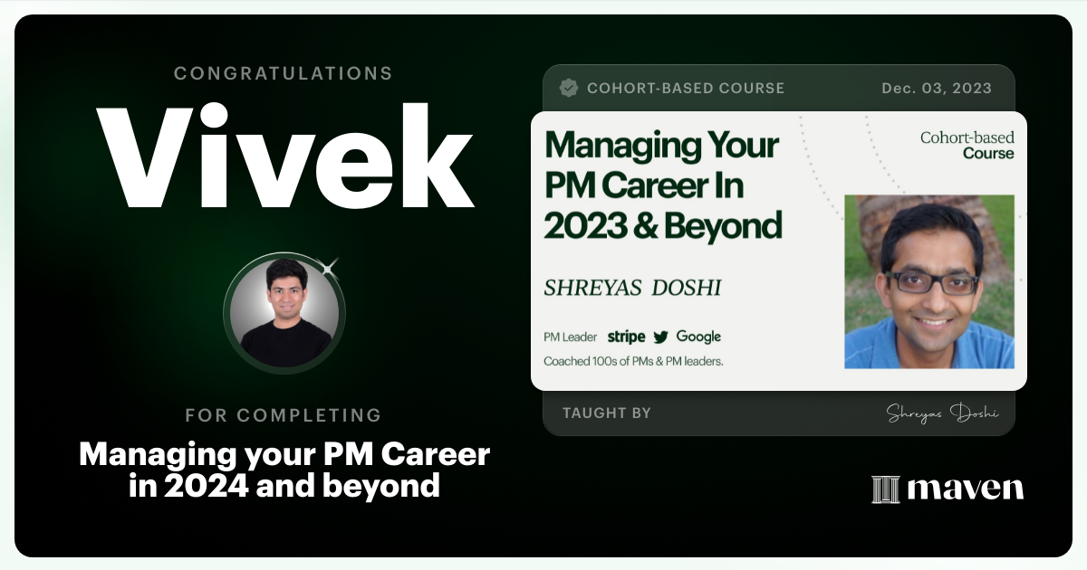 Certificate of Completion for Managing your PM Career in 2025 and beyond