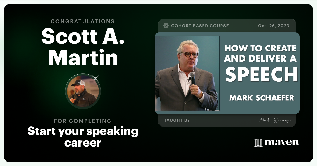 Certificate of Completion for Start your speaking career