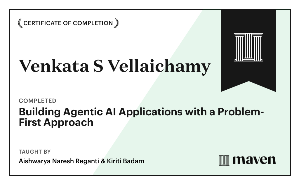 Certificate for Building Agentic AI Applications with a Problem-First Approach