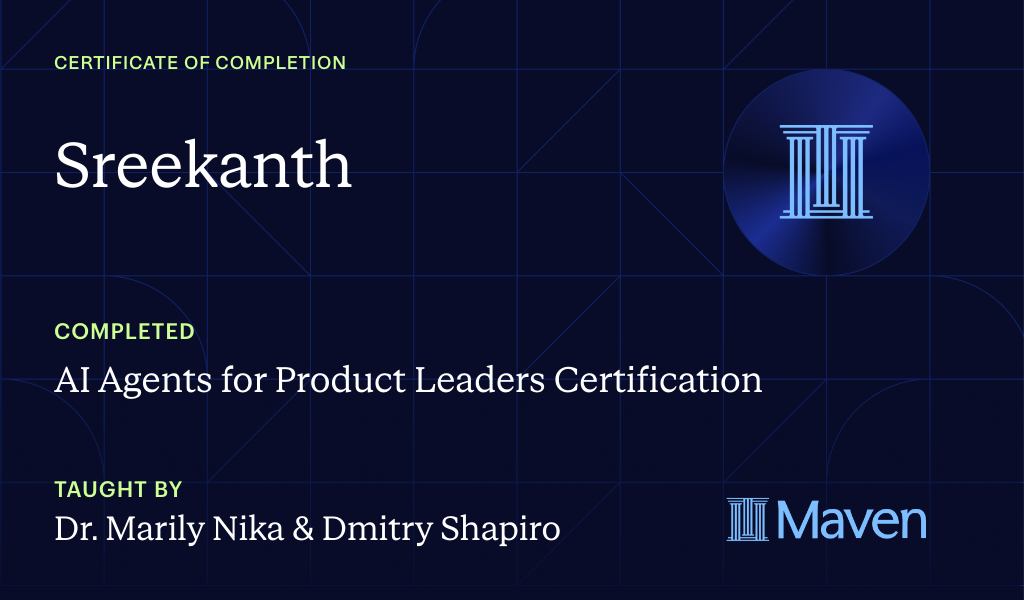 Certificate for Agentic AI Certification: Claude Code, Hermes Agent & Evals for PMs