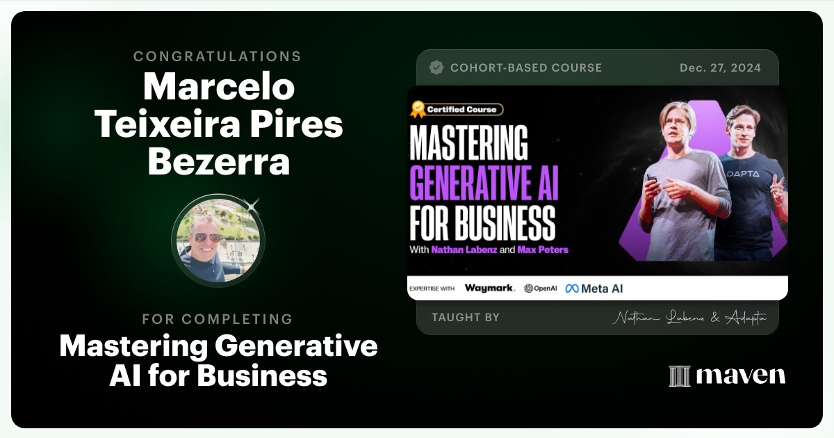 Certificate of Completion for Mastering Generative AI for Business