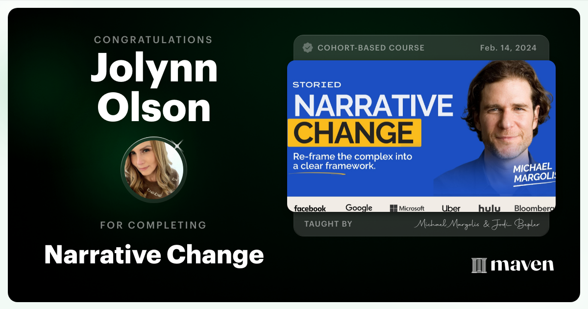 Certificate of Completion for Narrative Change