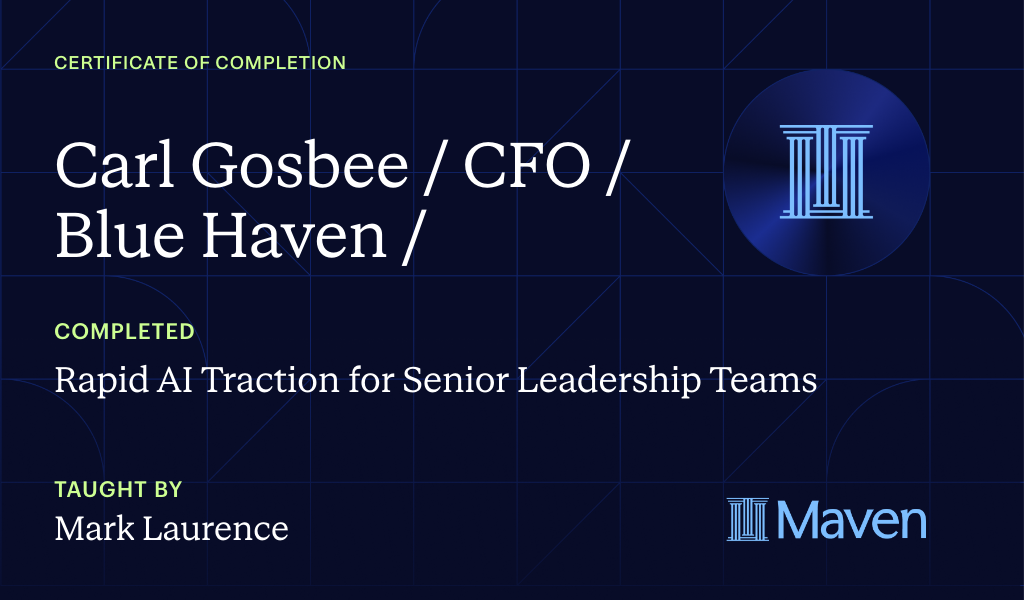 Certificate for Rapid AI Traction for Senior Leadership Teams