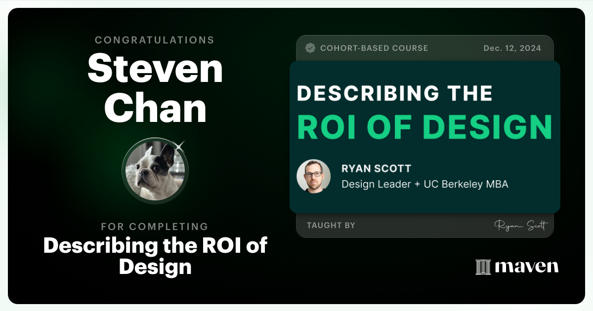 Certificate of Completion for Describing the ROI of Design