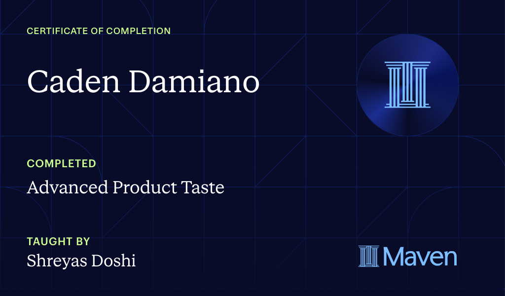 Certificate for Advanced Product Taste