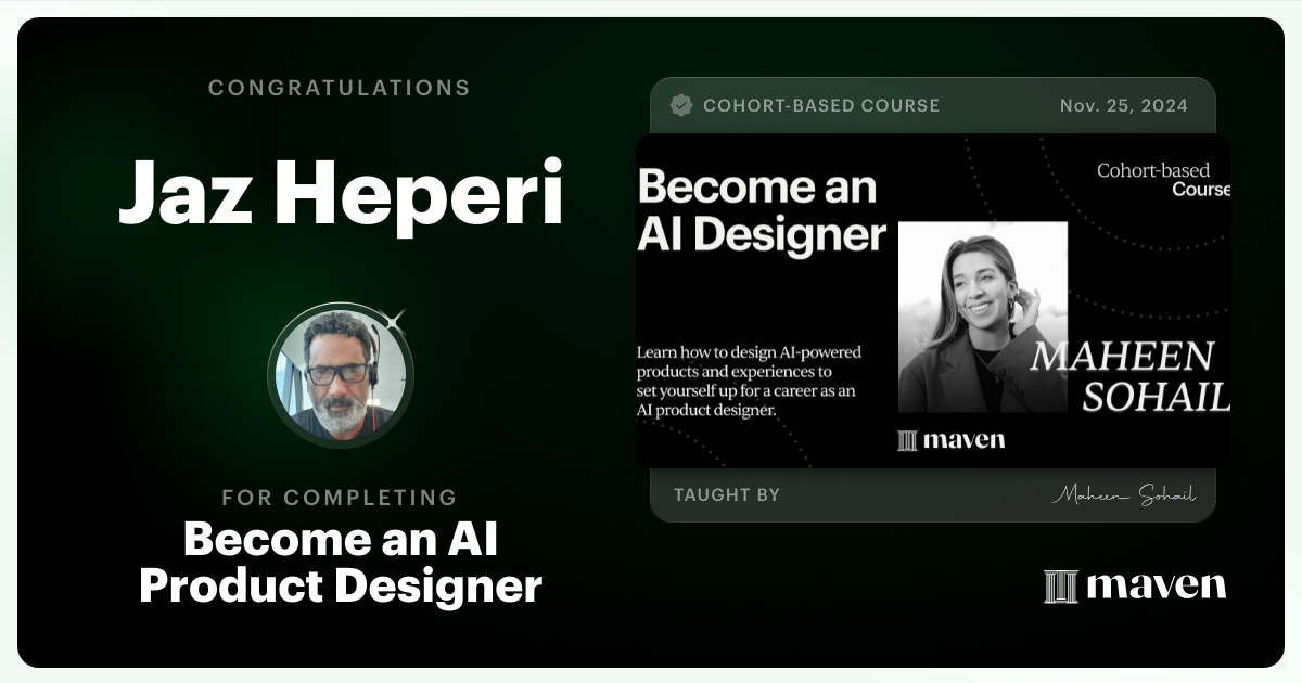 Certificate of Completion for Become an AI Product Designer
