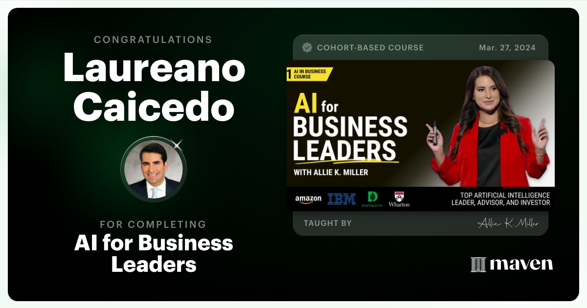 Certificate of Completion for AI for Business Leaders