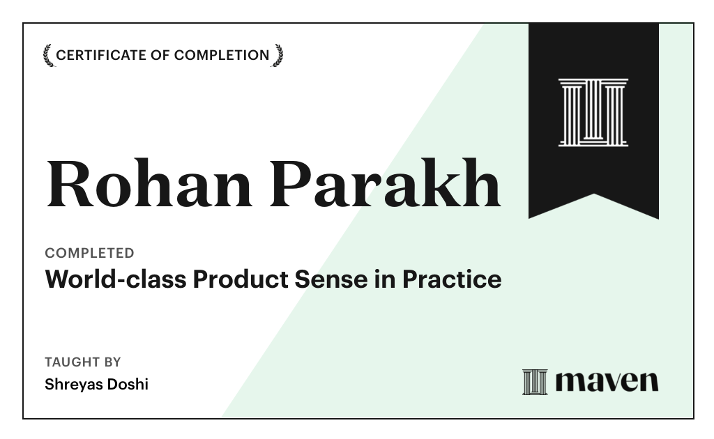 Certificate for World-class Product Sense in Practice