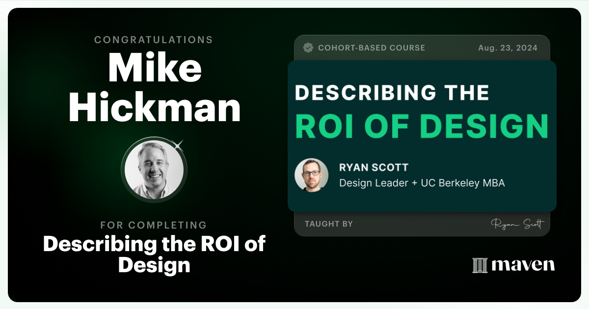 Certificate of Completion for Describing the ROI of Design