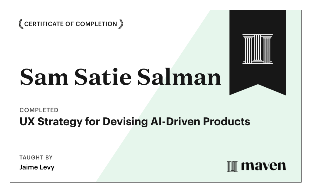 Certificate for UX Strategy for Devising AI-Driven Products