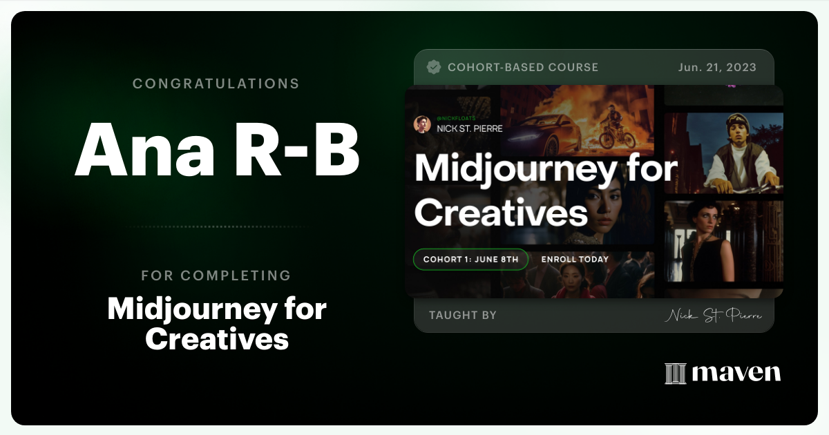 Certificate of Completion for Midjourney for Creatives