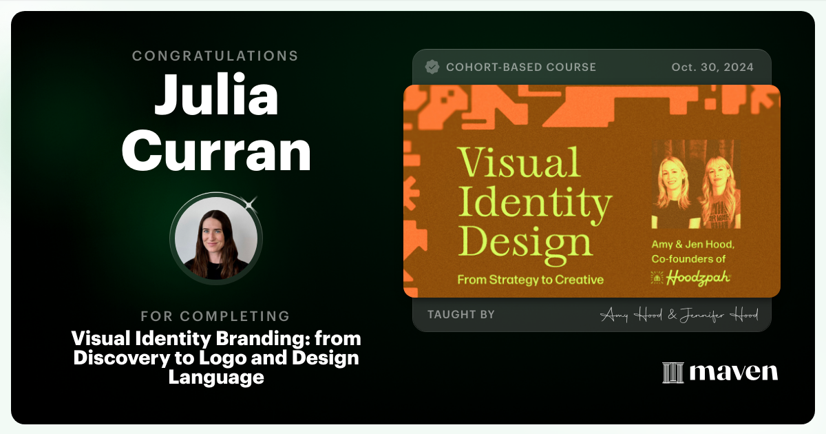 Certificate of Completion for Visual Identity Branding: from Discovery to Logo and Design Language